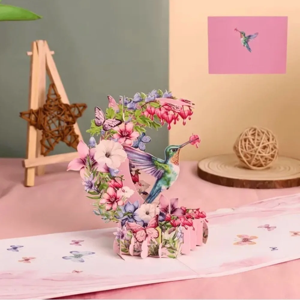 Floral Hummingbird 3D Card